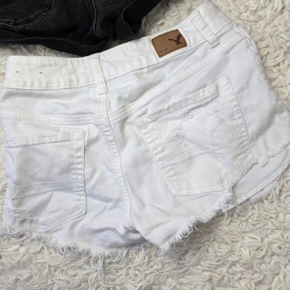 American Eagle White Hi Rise Button Fly  Denim Shorts, Size 4 - Picture 4 of 6